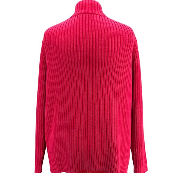 Lands' End Vintage Red Chunky Cable Knit 1/4 Zip Sweater Women XL - Picture 3 of 7